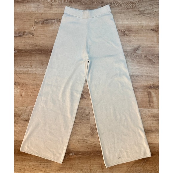 Sincerly Jules Pants - Sincerely Jules Cream Knit Wide Leg Lounge Pants Women's Size L
